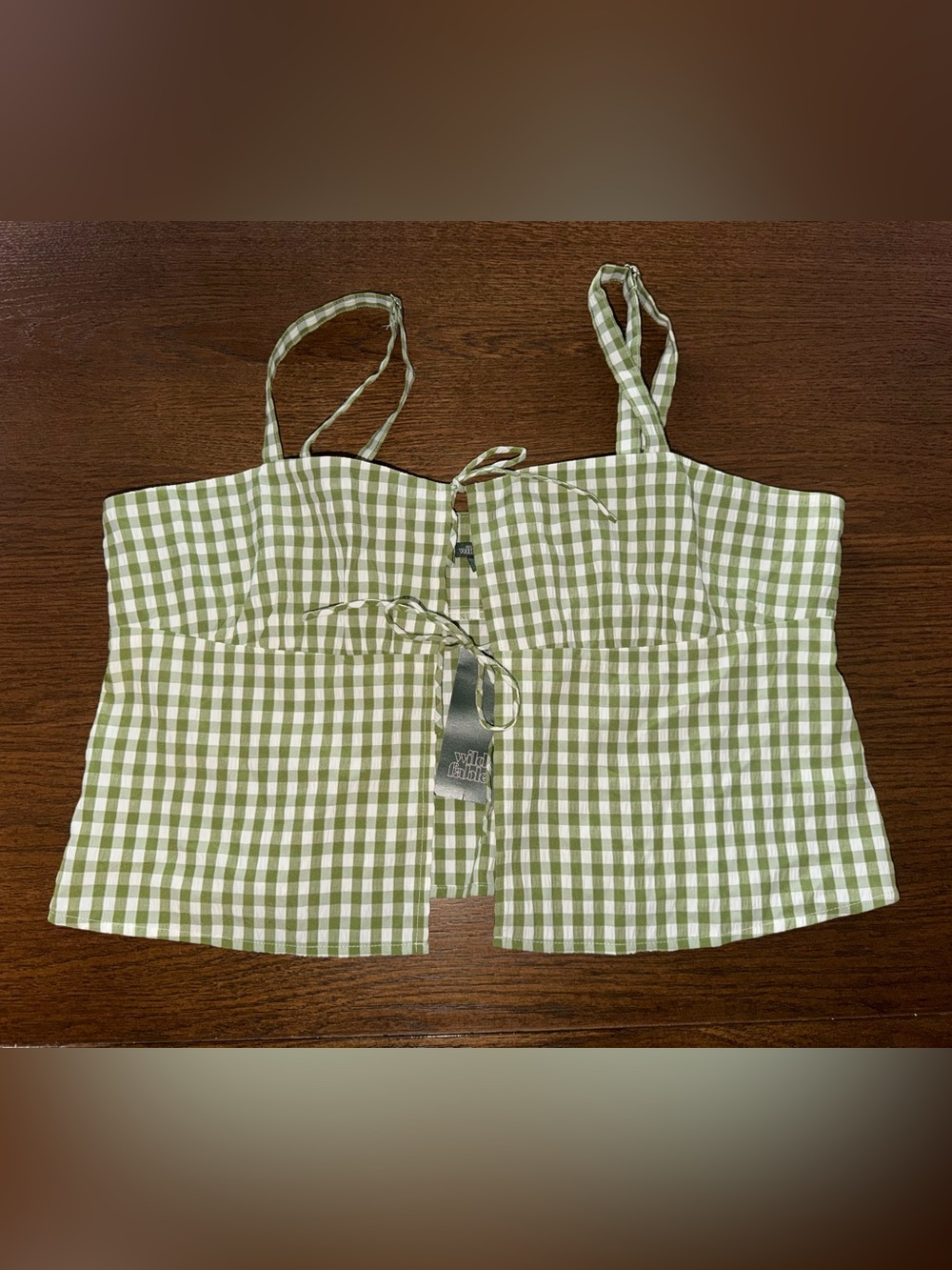 wild fable Green Gingham Tie-Front Camisole Tank